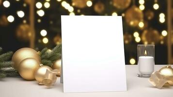 AI generated greeting christmas card with blank front, photo