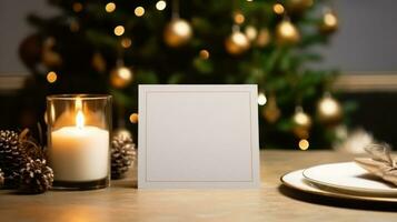 AI generated greeting christmas card with blank front, photo