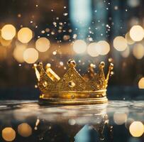 AI generated golden crown with a light background, photo