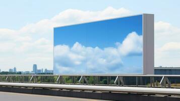 AI generated Billboard mockup with blank front, realistic on a mockup template in a skyway platform photo