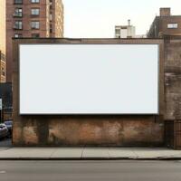 AI generated Billboard mockup with blank front, realistic on a mockup template in grunge brick wall photo