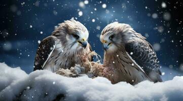 AI generated birds in the snow wallpapers, photo