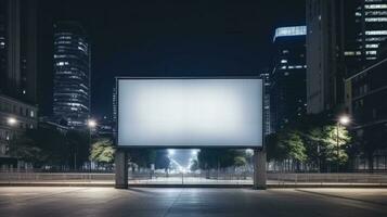 AI generated Billboard mockup with blank front, realistic on a mockup template in a street photo