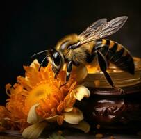 ai generado abeja vivo a hogar foto