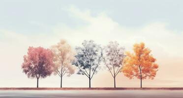 AI generated colored autumn trees, photo