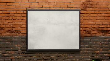 AI generated Billboard mockup with blank front, realistic on a mockup template in grunge brick wall , photo