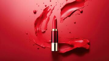 AI generated Commercial Cover Design of lipstick with copy space photo