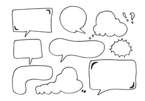 Hand drawn set of speech bubbles isolated on white background. vector