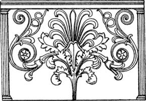 Trellis Parapet, plate of the parapet, vintage engraving. vector