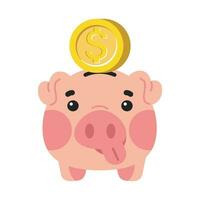 piggy bank with coin money vector