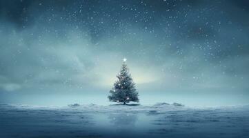 AI generated a simple christmas scene with a large christmas tree, photo