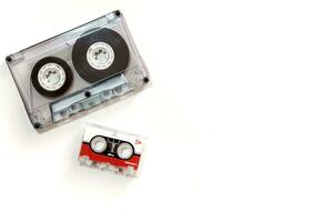 Different sizes of audio cassette tape isolated photo