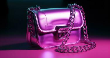 AI generated a light pink chain bag with hardware, photo