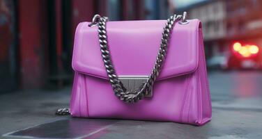 AI generated a light pink chain bag with hardware, photo