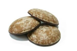 Mini lebkuchen pastries, isolated on a white background. German food concept. photo