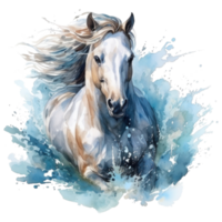 AI generated watercolor sea horse isolated png