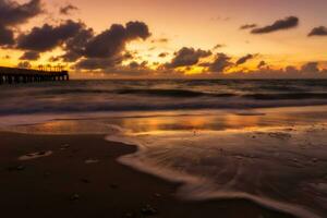 Sunrise sky on the beach. photo