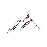 Hand Drawn illustration of mountain icon. Doodle Vector Sketch Illustration