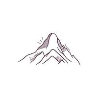 Hand Drawn illustration of mountain icon. Doodle Vector Sketch Illustration