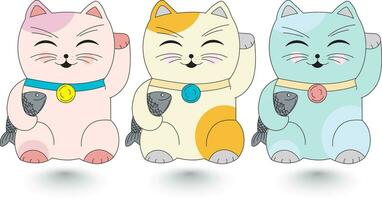 Illustration of Three lucky cats on empty background. vector