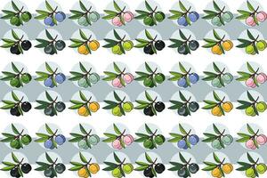 Illustration of Olive fruits with circle on grey color ber background. vector