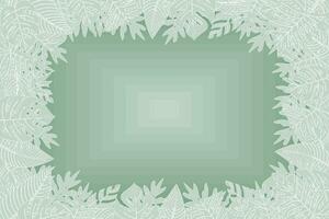 Illustration of the leaves on square light green background. vector