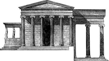 Erechtheum, the Pandrosium, vintage engraving. vector