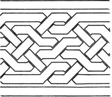 Simple Moorish Interlacement Band found in the palace of Granada, vintage engraving. vector