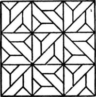 Modern Square Panel is a parquetry design of a geometric mosaic of wood pieces, vintage engraving. vector