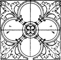 Bas-Relief Square Panel is a 12th century design, vintage engraving. vector