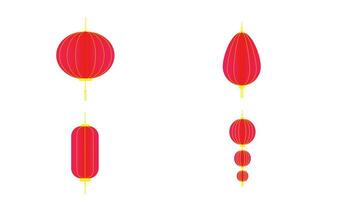 Chinese lanterns. Japanese asian new year red lamps festival 3d chinatown traditional realistic element vector set