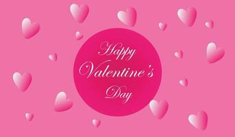 Vector of Happy Valentines Day with blinking heart and pink background design.