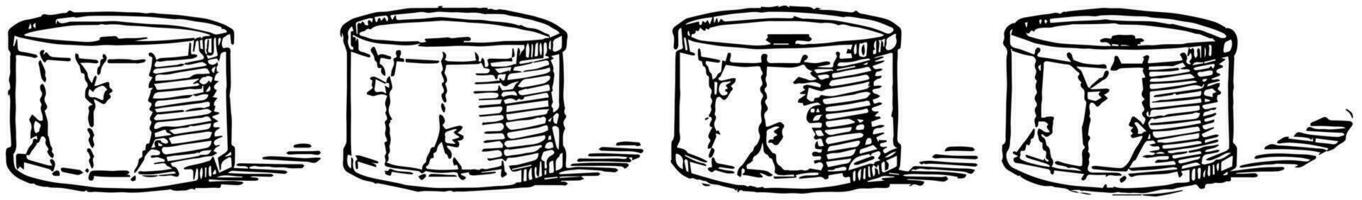 four drums, vintage illustration vector