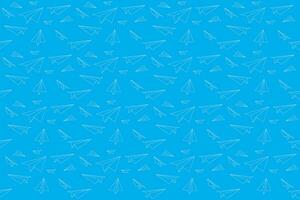 Illustration abstract out line of paper airplane on blue background. vector