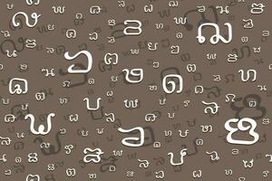 Illustration, Abstract pattern of the Thai ancient characters on brown background. vector