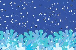 Illustration abstract of blue algae and air bubbles on blue background. vector