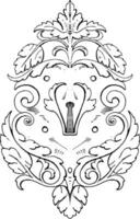 Wrought-Iron Escutcheon Strap-Work Tablet was of German origin of the 16th century, vintage engraving. vector