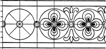 Latin Evangeliarum Rosette Band is an 8th century design of a flower, vintage engraving. vector