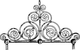 Coronal Finial is made of wrought-iron, Tombs,  vintage engraving. vector