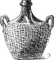 Carboy or Demijohn, vintage engraving. vector