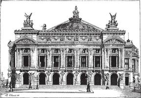 Paris Opera, in Paris, France, vintage engraving vector