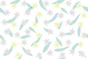 Illustration pattern of lily flower with leaves on white background. vector