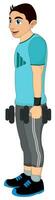 Exercising, man holding dumbells, illustration vector