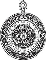 Watch Dial, vintage engraving vector