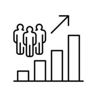 Population growth icon. Simple outline style. Increase social development, economic evolution, global demography graph concept. Thin line symbol. Vector illustration isolated.