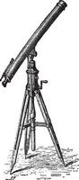 Spotting telescope, vintage engraving. vector