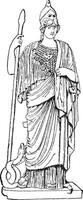 Minerva, vintage engraving vector