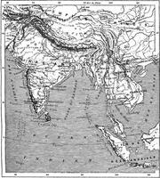 mapa de India y Indochina Clásico grabado vector