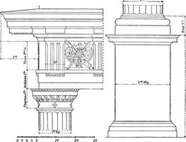 Doric Order, vintage engraving. vector