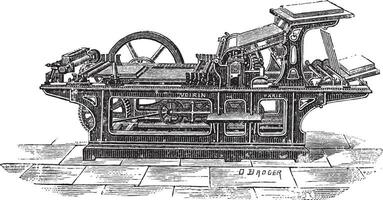 Printing press with one cylinder vintage engraving vector